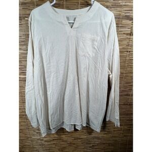 Men's XL Cotton Spandex  Shirt‎ Long Sleeve V-Neck  Hippie